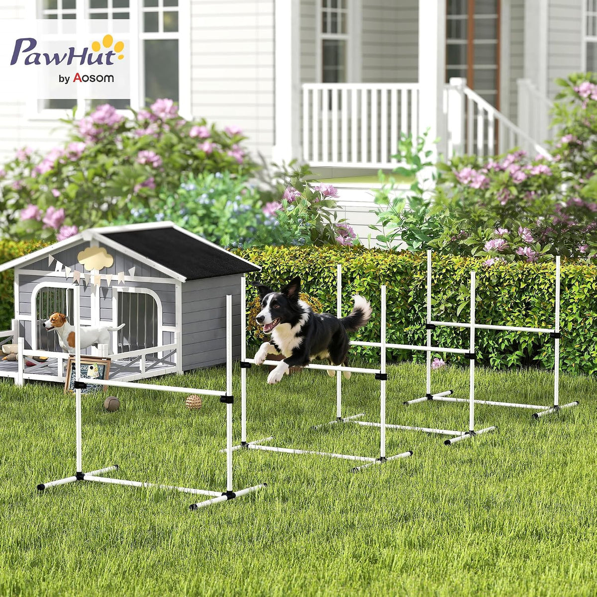 PawHut 4 Piece Dog Agility Training Equipment for Dog Agility Course - 4 Piece / White - image 2