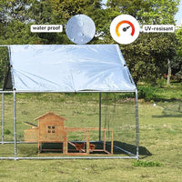 1.26’’ Large Metal Chicken Coop Walk in, Chicken Pen for Chickens, Outdoor Chicken Runs Coops Dog Kennel, Spire Roofed Chicken Runs for Yard with Anti-Ultraviolet Cover(9.8’Lx6.6’Wx6.4’H)