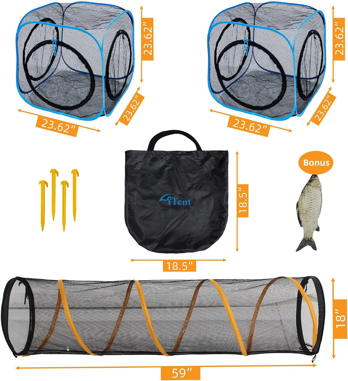 Cat Play Tunnel + Cube for Indoor and Outdoor, Cat Playpen - 3pcs Run tunnel with 2Cube - image 4