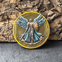 Archangel Michael challenge coin with Psalm 91:10-11 inscription in a clear case - view 6