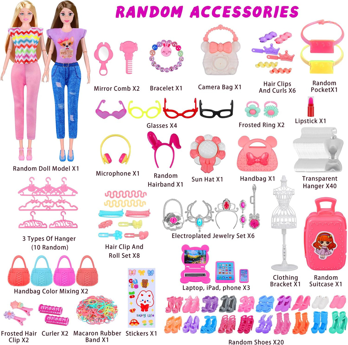 135 Pcs Doll Clothes and Accessories with Doll - MT002A - image 2