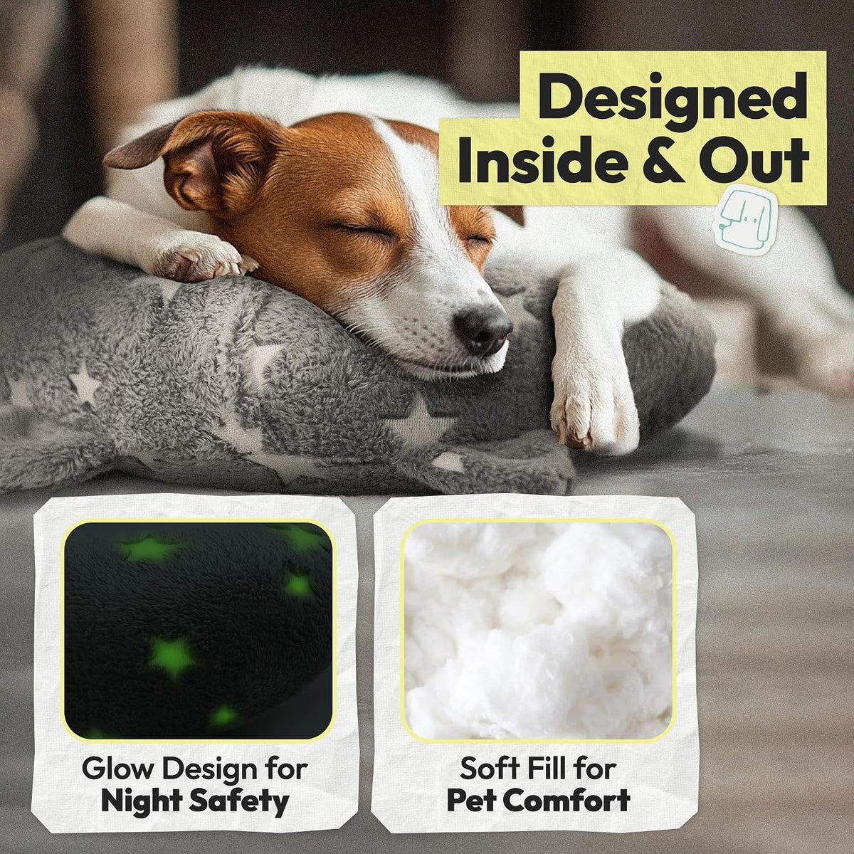 Dog Calming Pillow, Glow in The Dark Dog Put Head on - Large / Gray - image 4