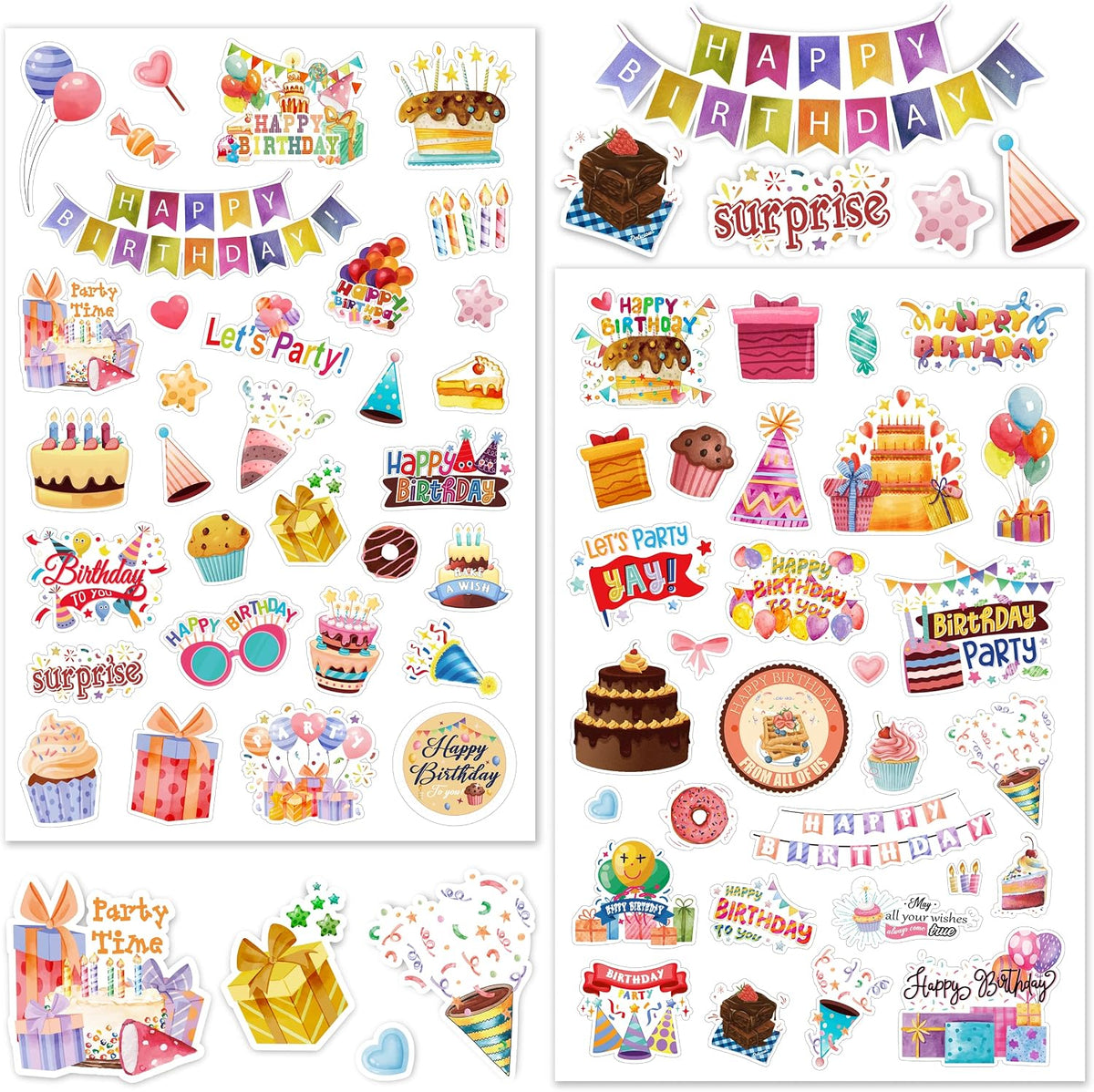 LINAYE 24 Sheets Happy Birthday Stickers, 730 Counts - Birthday 24 Sheets