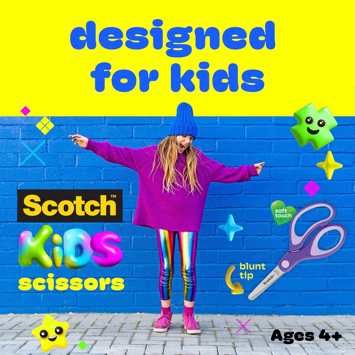 Scotch 5" Soft Touch Pointed Tip Kids Scissors, Stainless Steel - 12 count - blunt (Pack of 1) / 1 Count - image 2