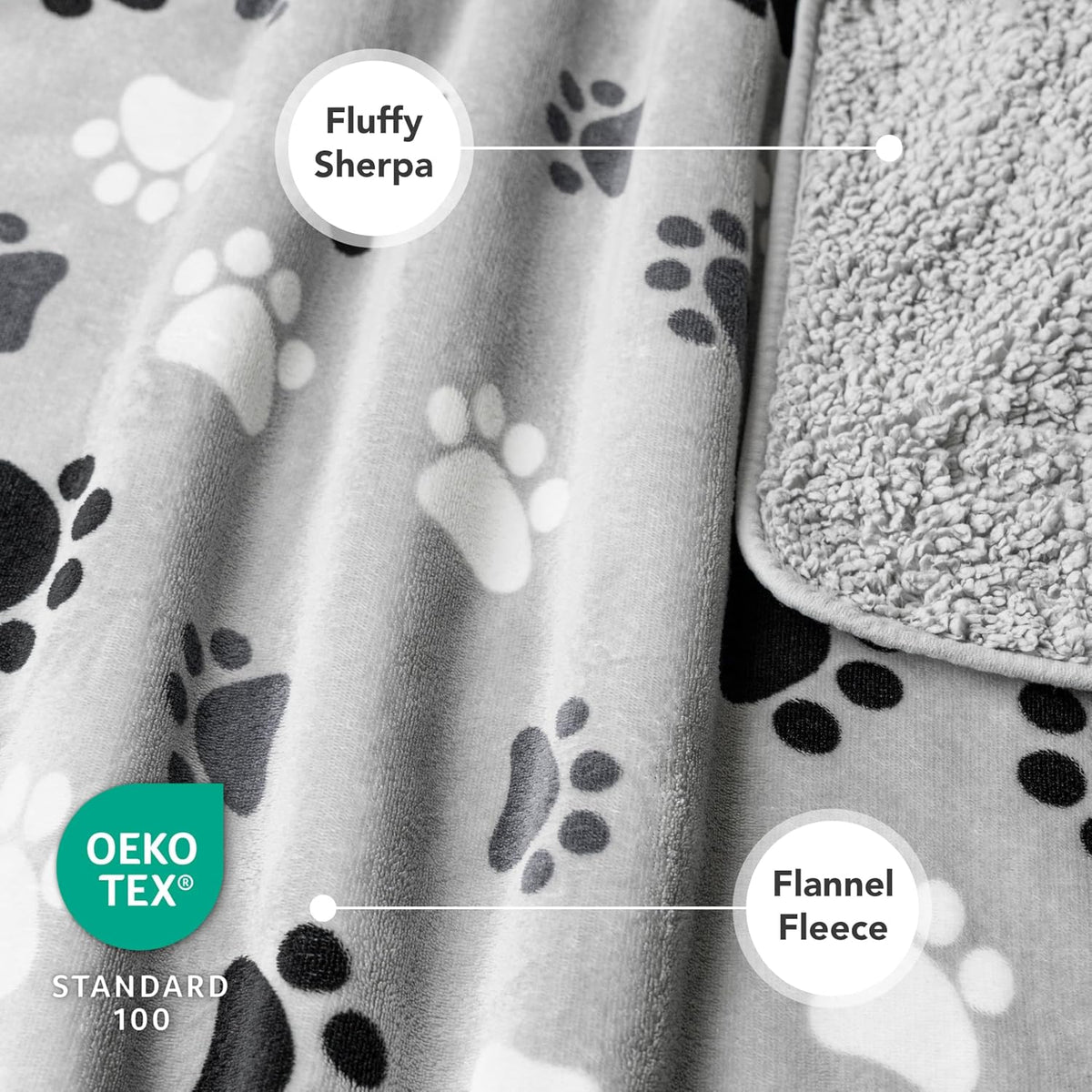 PetAmi Waterproof Dog Blanket Puppy Couch Bed Cover Queen 90x90 - Paw Gray / Queen (90x90) - image 4