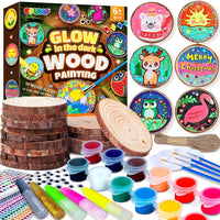EPUMP Glow in the Dark Wooden Painting Kit for Kids - Wooden Painting Kit