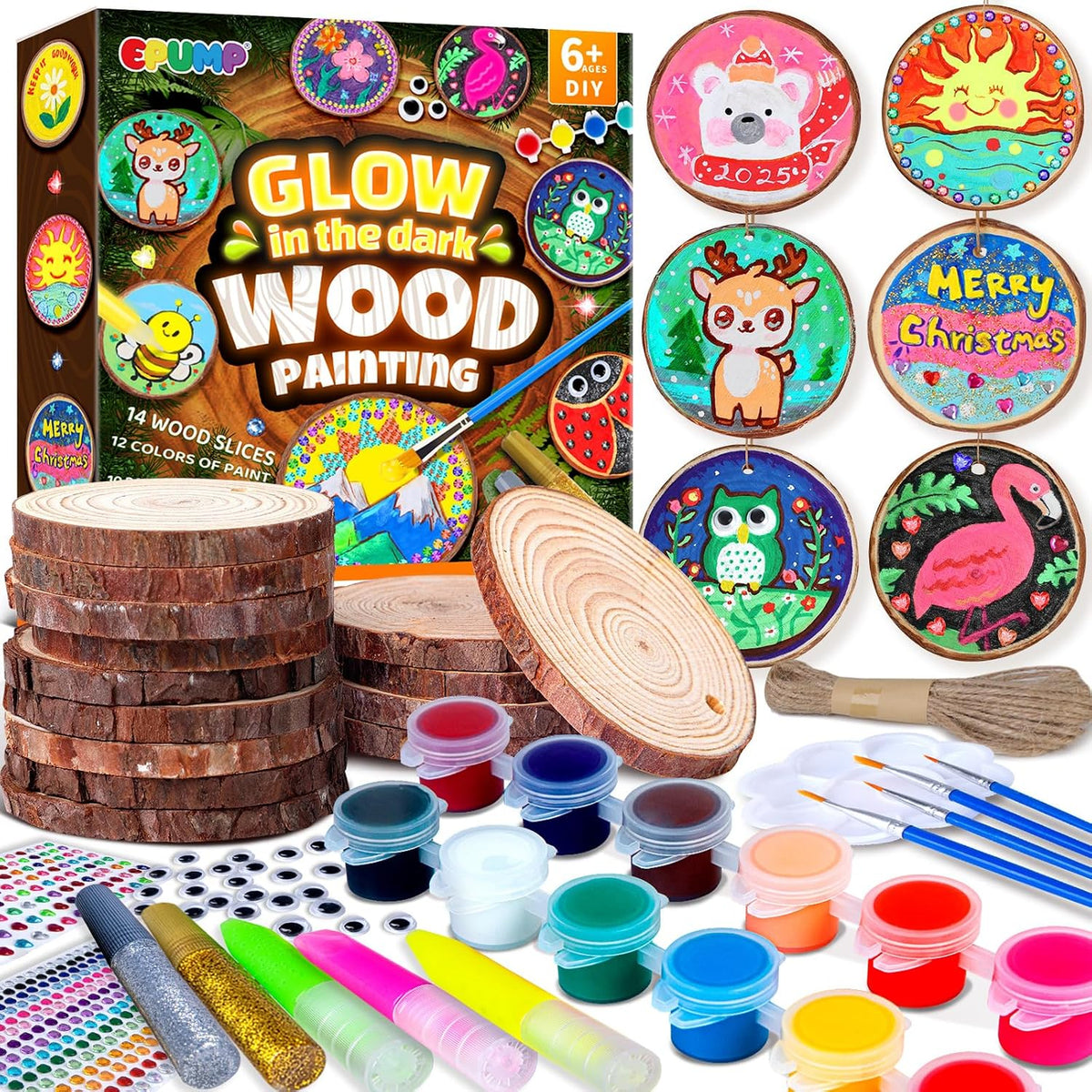 EPUMP Glow in the Dark Wooden Painting Kit for Kids - Wooden Painting Kit
