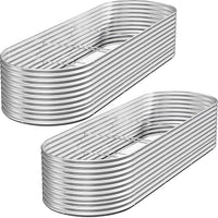 FRIZIONE 2pcs 9 in 1 Tall 8x2ft Galvanized Raised Garden Bed Outdoor,Steel Garden Bed for Vegetables,Above Ground Garden Box for Flower,Metal Raised Beds for Gardening