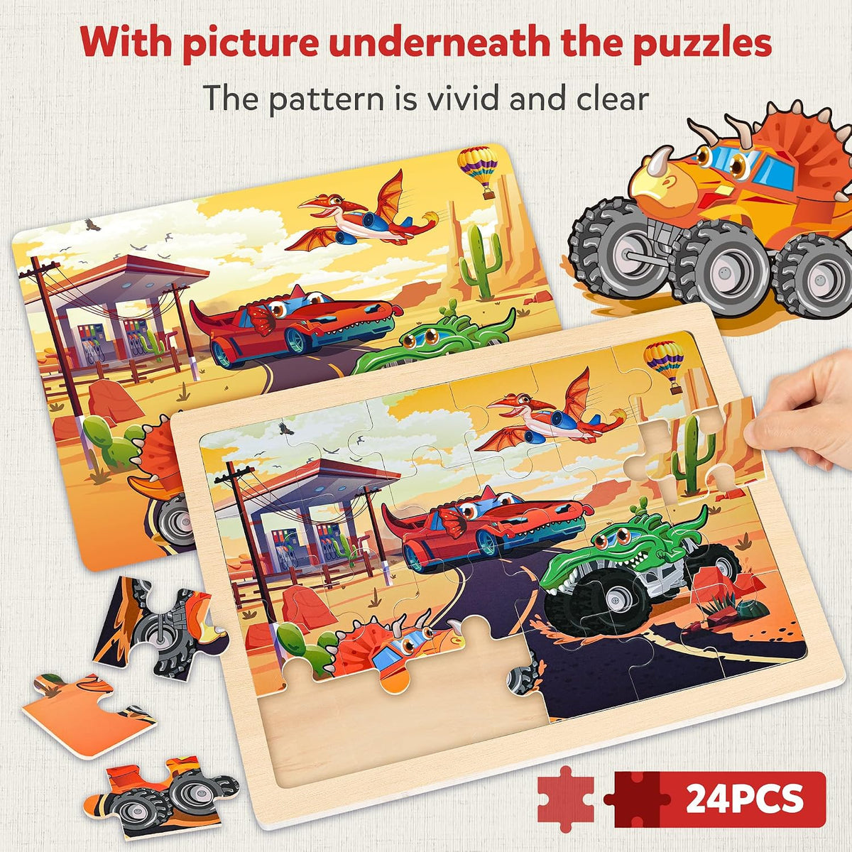 SYNARRY Large Unicorn Princess Fairy Wooden Puzzles for Kids Ages 4-6 – Fun for Kids & Family - Vehicle - image 3