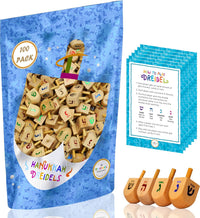 10-Pack Natural Wood Dreidels Hanukkah Draydel with English - 200-Pack