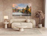 Nature Wall Art Prints - Ocean Forest Mountain Lake Canvas Landscapes - Small to Extra Large Living Room Bedroom Kitchen Bathroom Décor (Misty Fall Reflection, 28L" x 41W")