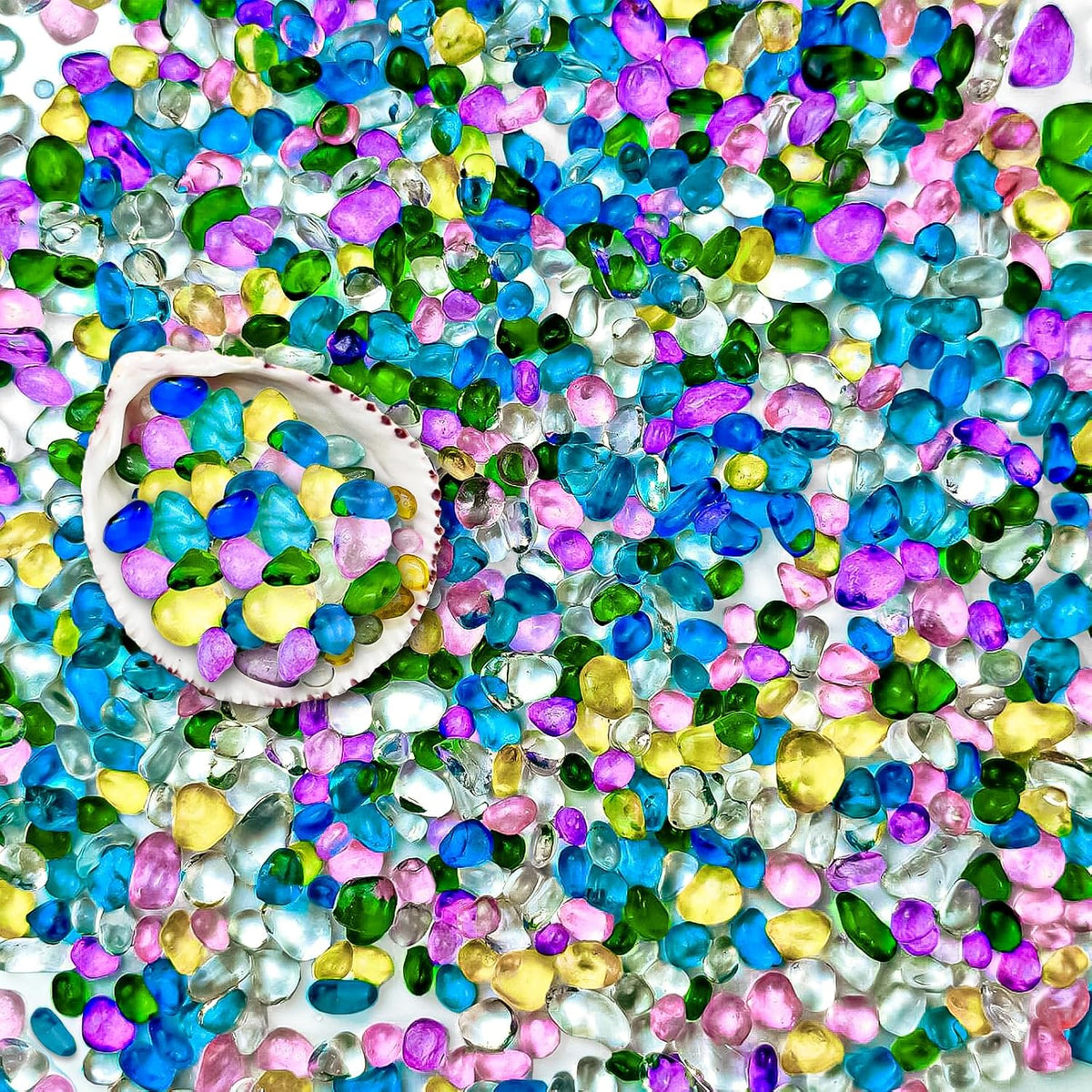 BXI 2.2 Lbs Small Aquarium Substrate Gravel Sand - Multicolored Glass Sand / 2.2 lbs, 0.24''-0.40''(Medium)