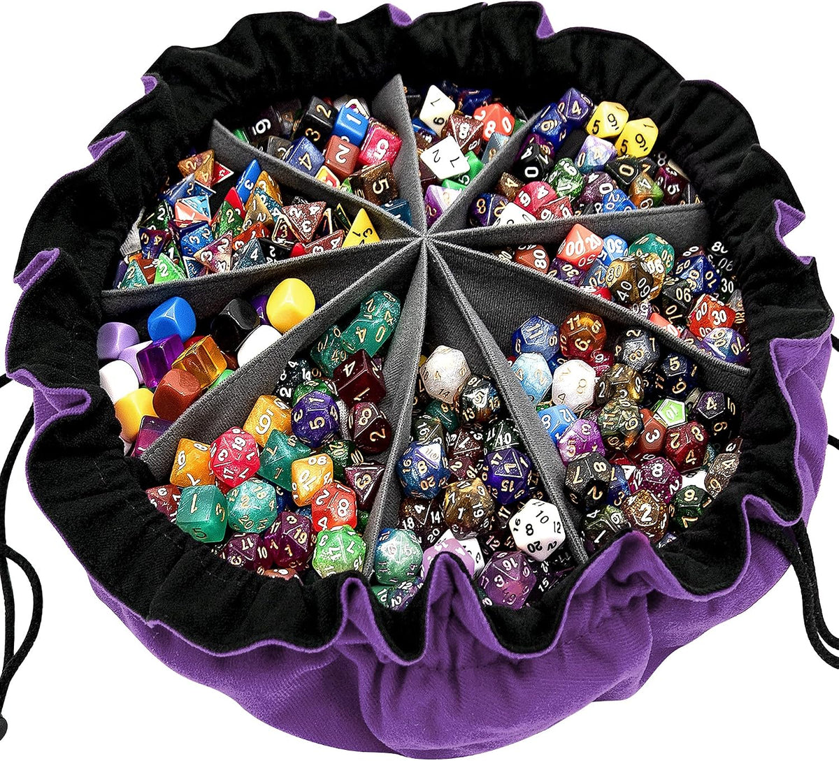 SIQUK Large Dice Bag with Pockets Big Capacity Dice Bag Drawstring - Dark Violet