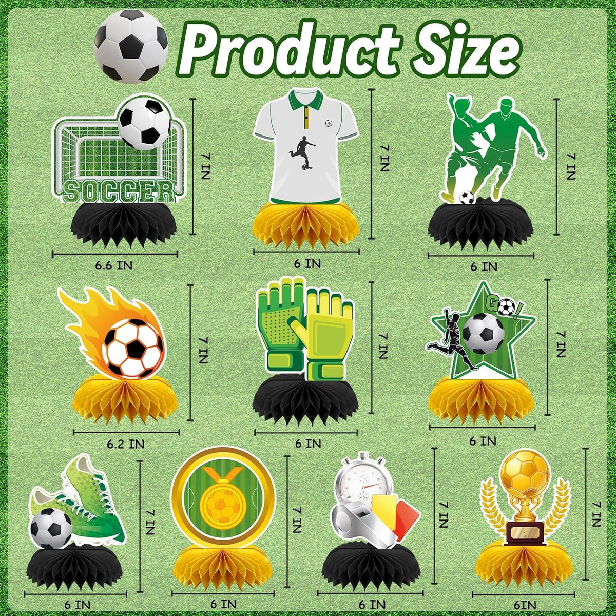 10 Pcs 80s Party Decorations, 1980s Table Honeycomb Centerpieces – Fun for Kids & Family - Soccer Style - image 2
