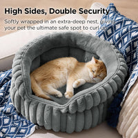 Bedsure ComfyFleece Washable Cute Cat Bed, Soft Round Kitten Bed - 20''x20''x8'' / Warm Gray - image 2