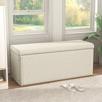 SUN TIME 42" Foldable Velvet Ottoman Bench with Storage，Large Capacity End of Bed Chest, Soft Cushion Seat, Toy & Blanket Organizer, Footrest for Bedroom, Living Room, Entryway, Apartment