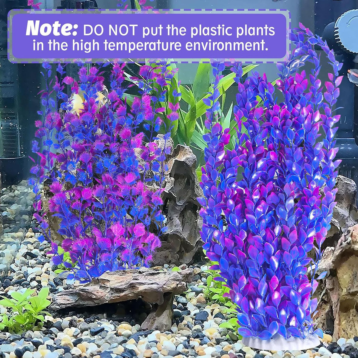 23" Tall Aquarium Plastic Plants - Purple（style A） - image 4