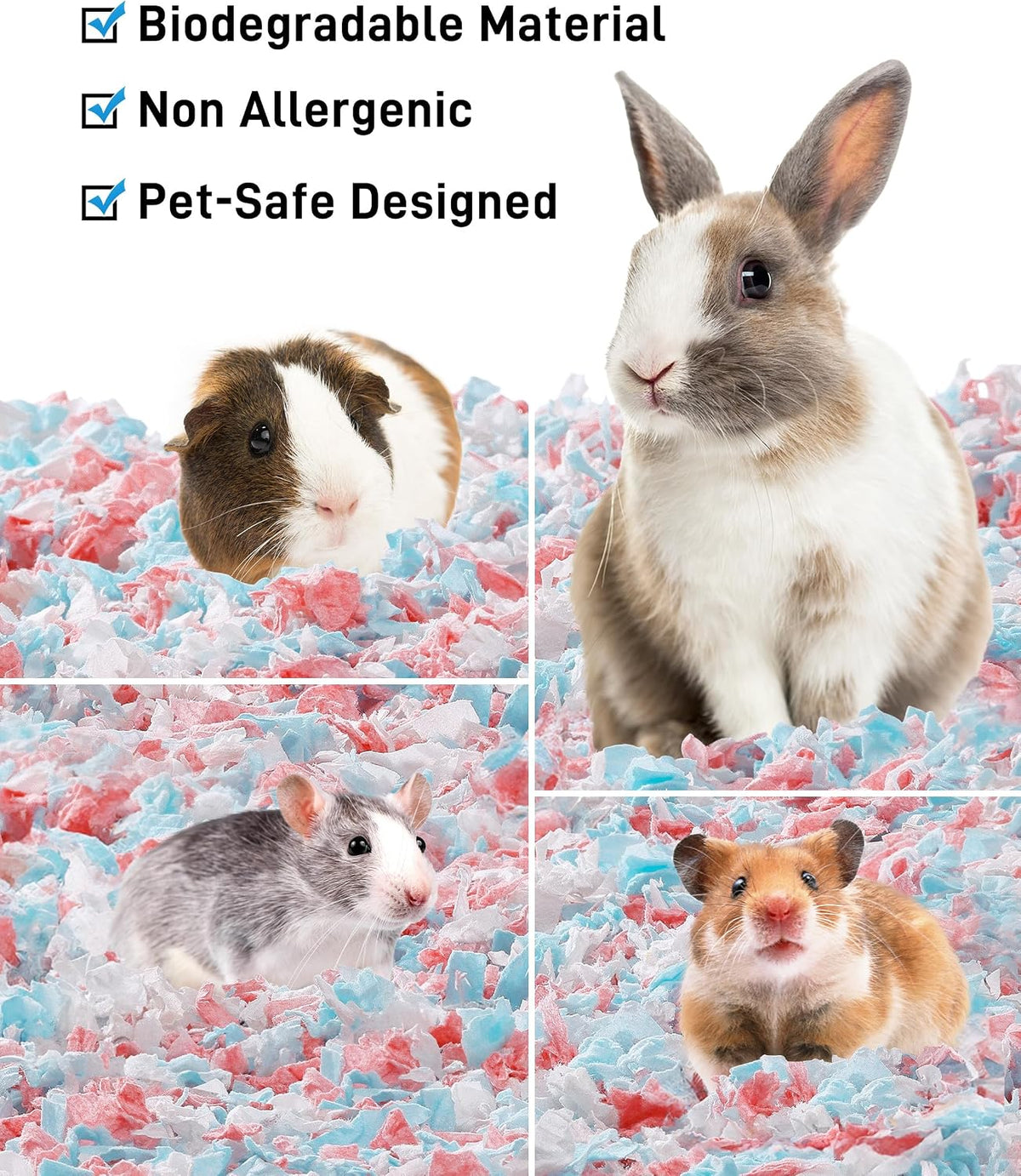 BUCATSTATE Hamster Bedding 15L, 99% Dust-Free Paper Bedding - Rosy / 101L - image 3
