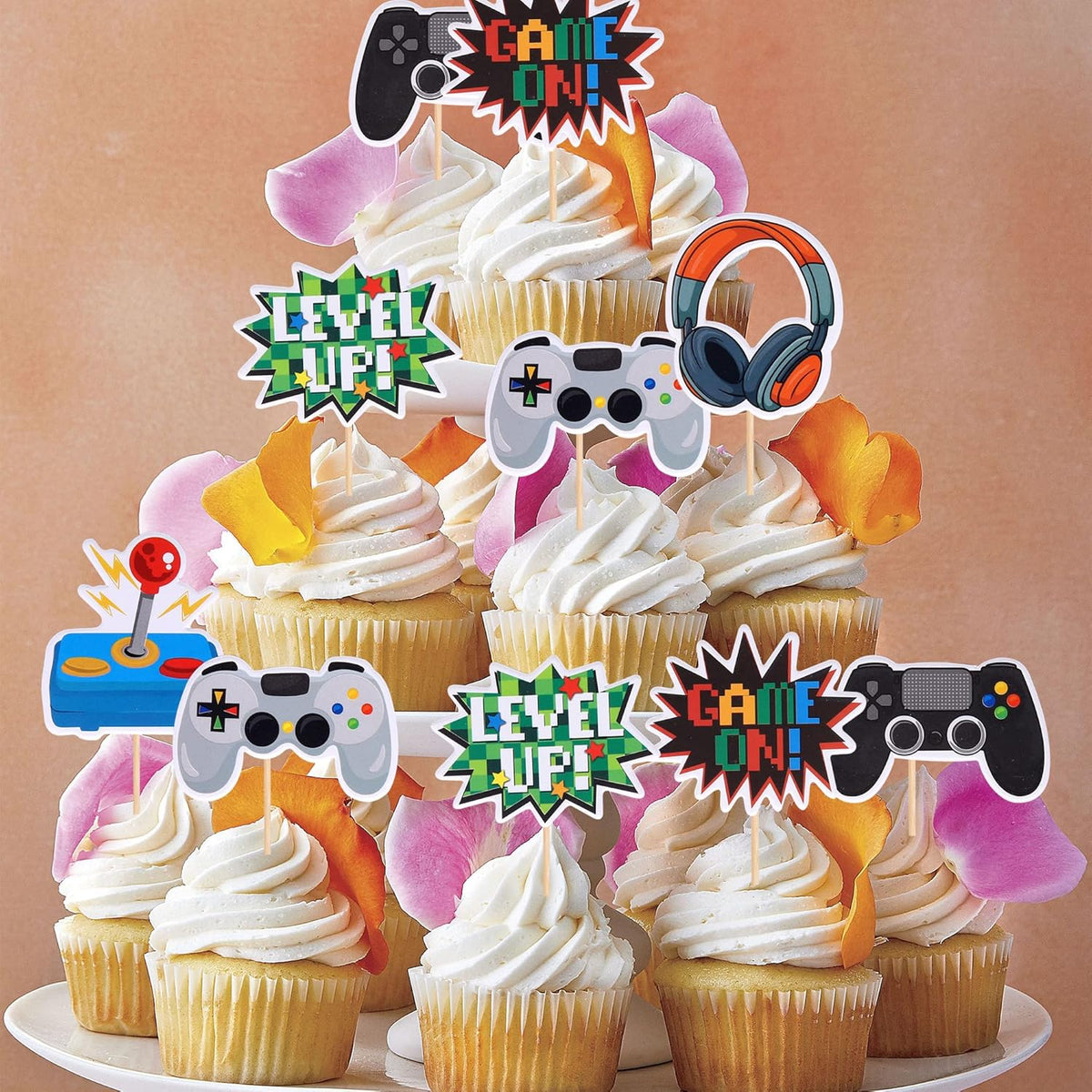 ZHUOWEISM 36 video game cupcake toppers with game controller designs - view 19