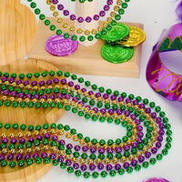 100PCS Bead Necklace, Gold Mardi Gras Beads Party Stuff - Purple Gold and Green - image 4