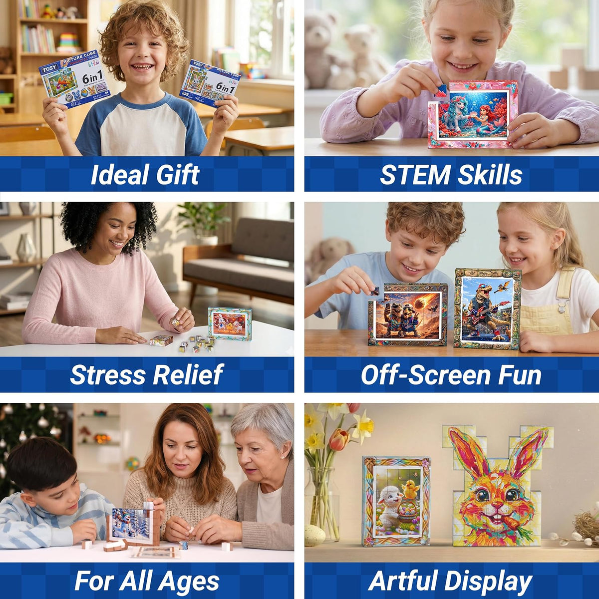 TOSY Picture Cube Enchanted Holiday 6-in-1 magnetic picture puzzle in frame - view 9