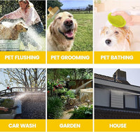 Dog Washing Hose Attachment, 10-in-1 Soap Sprayer Moden Garden Hose Nozzle with 100cc Soap Dispenser, Dog Wash Supplies with Dog Bath Brush & Pet Comb, Foam Gun Car Wash Sprayer (Yellow)