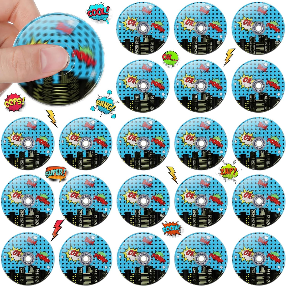 Sotiff 24 baseball fidget spinners, mini acrylic spinners with baseball print - view 3