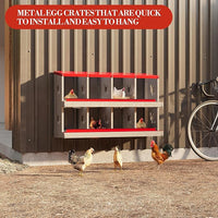 8 Hole Chicken Nesting Box with Roll Out Egg Tray, Rustproof & Ventilated Chicken Laying Boxes for Hens, Chickens, Ducks | Easy-Clean Poultry Coop Accessories