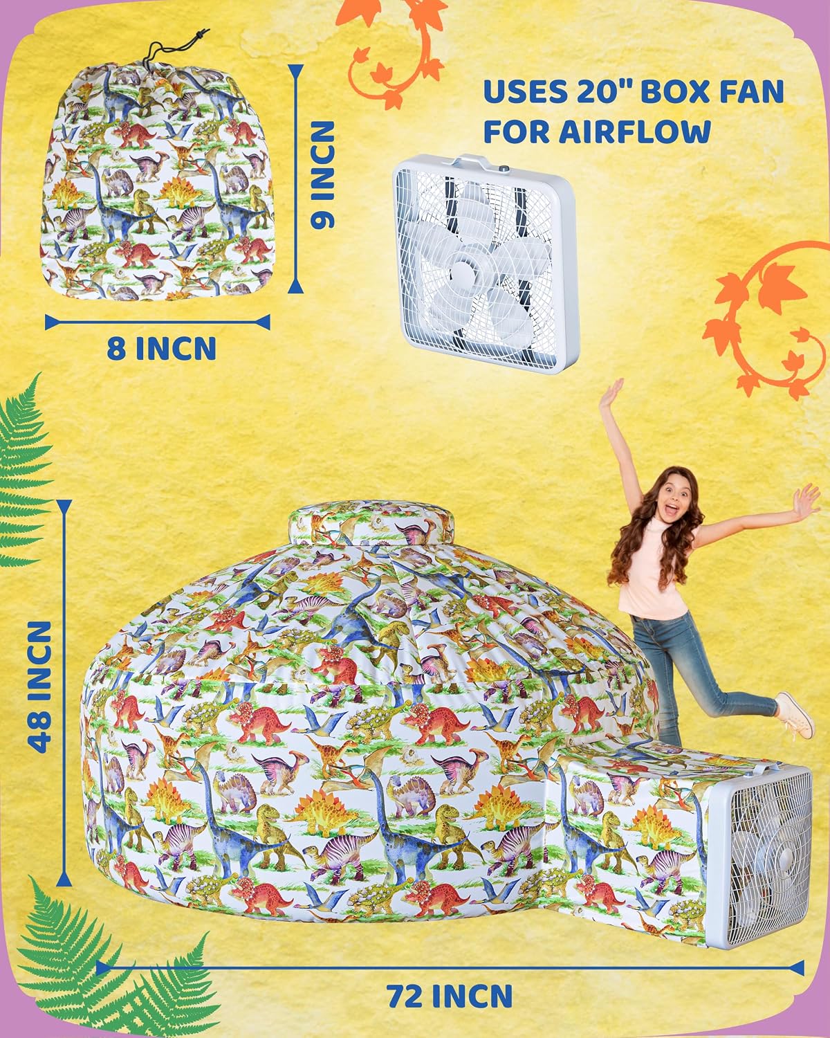 Air Tent for kids Door 77 x 50 in - Dino Fort - image 3