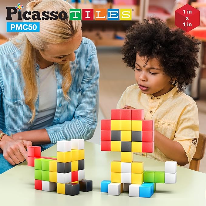 Picasso Cubes Kids Pixel 1” Magnetic Puzzle Cube Mix & Match w/Free Ideabook Sensory Toys STEAM Learning Building Block Magnets Construction Toy Set Stacking Magnet Creative Kit-Building Sets-BIG FRENCHIES-TinyTreasures Baby Boutique