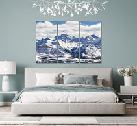 Nature Wall Art Prints - Ocean Forest Mountain Lake Canvas Landscapes - Small to Extra Large Living Room Bedroom Kitchen Bathroom Décor (Snowy Mountains Landscape, 35L" x 53W" - 3 Panels)