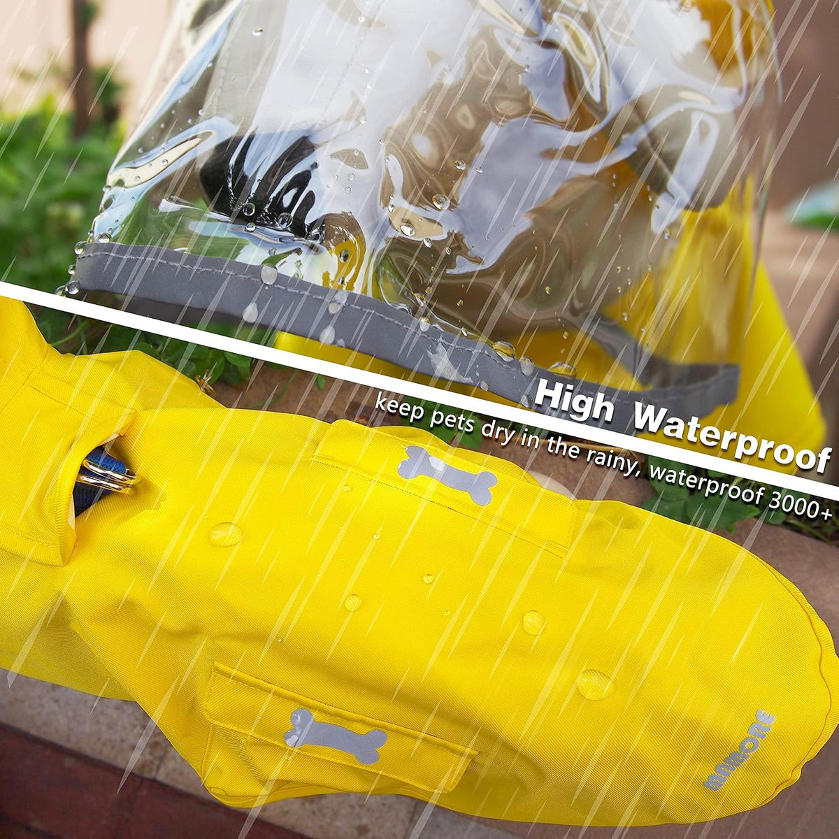 MAMORE Dog Raincoat Waterproof Reflective Adjustable Pet Rain Jacket - Medium: 13-22lbs / Fluorescent Green - image 4