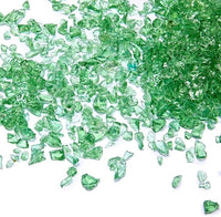 TWINKLING High Luster Fire Glass Gravel Stone Glitter,Broken Glass,Fire Gems Chips,Crushed Glass for Fire Pit Crafts Resin Art Aquarium Garden Decoration,3-6mm,1-Pound Jar (Light Green)