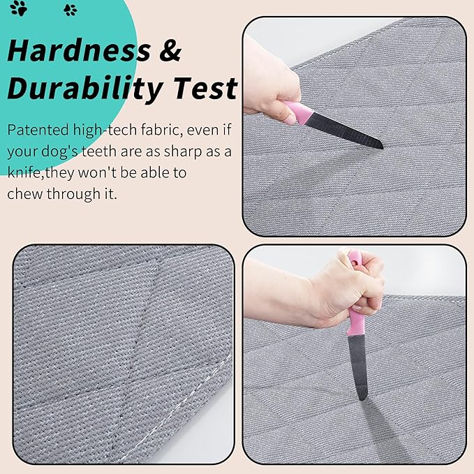 MABOZOO Indestructible Dog Bed, Chew Proof Crate Pad for Aggressive Chewers - Machine Washable Quilted Mat for Small Dogs - Durable Grey Kennel Pad (22x35 in)