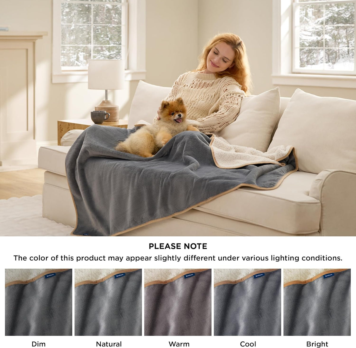 Bedsure Waterproof Dog Blankets for Small Dogs Soft Cat Blanket Warm - Throw-XL(50x70") / Grey - image 2