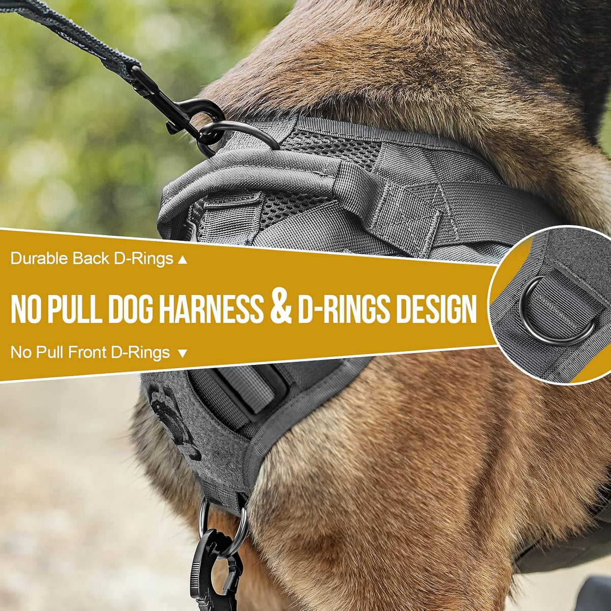 OneTigris No Pull Tactical Dog Harness for Medium Dogs - Grey / M - image 4