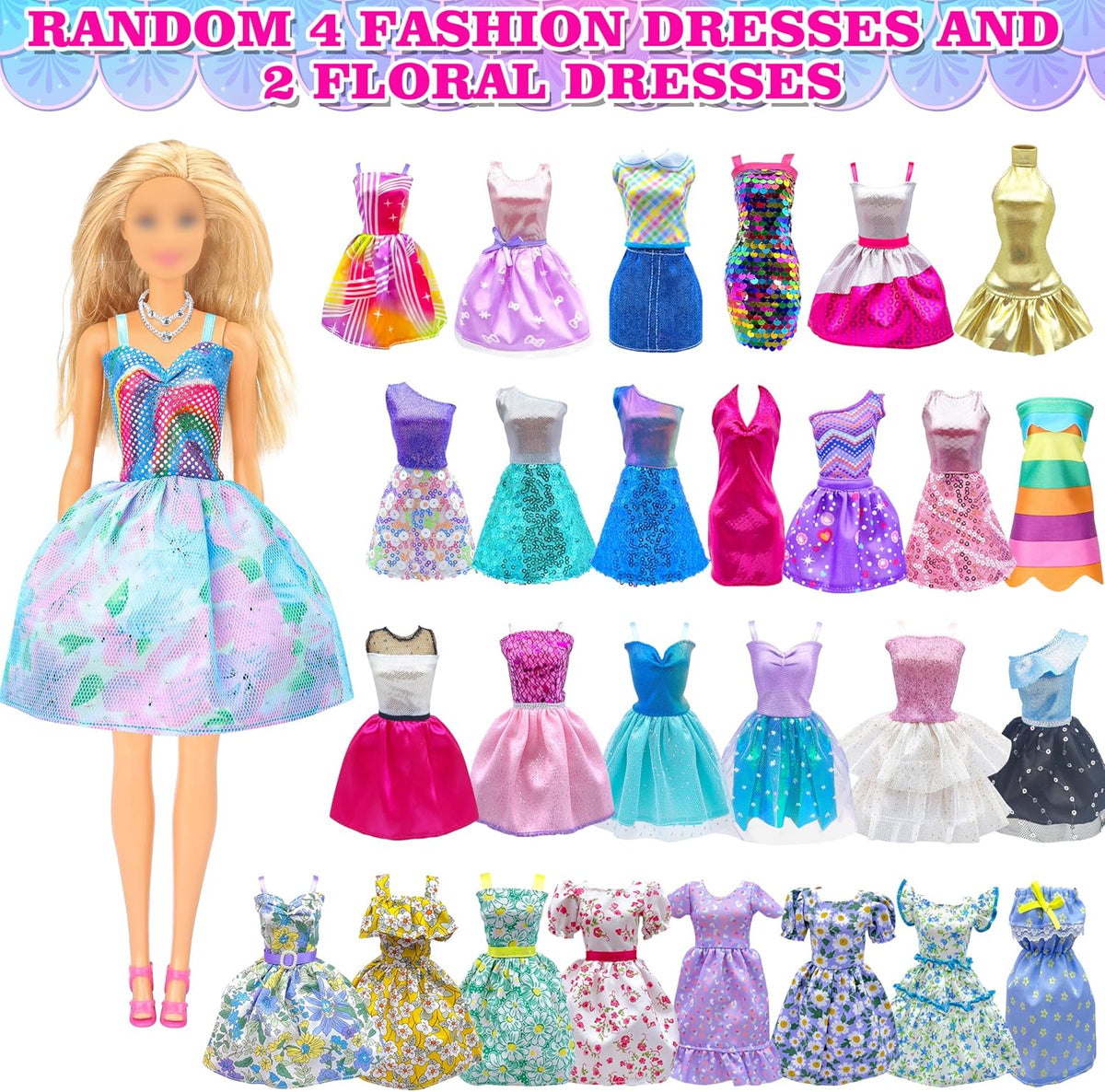 Style Shine 100 Pcs Doll Clothes & Accessories Toy for 11.5 Inch Doll – Fun for Kids & Family - S-Cloth - image 4