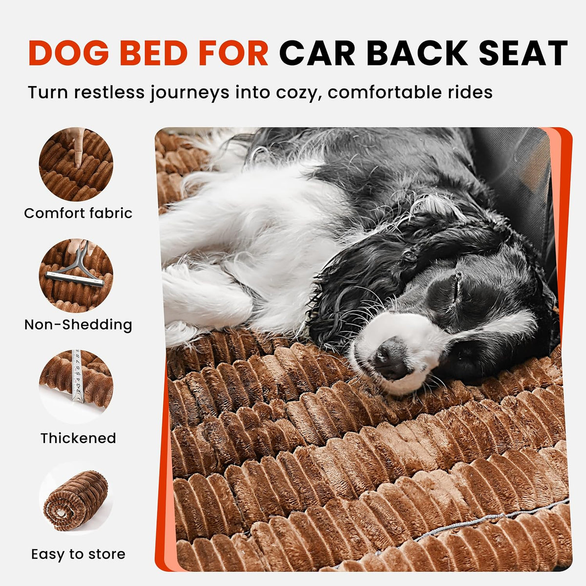 Backseat Dog Bed Mat for Car, Non-Slip Dog Bed for Car Back Seat – Essentials for Dogs - Brown / 51.1"L x 23.6"W x 1.5"Th - image 2
