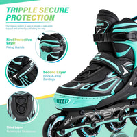 2PM SPORTS Adjustable Inline Skates for Kids, Youth and Adults - Mint / Large - Youth (4.5-8 US) - image 3