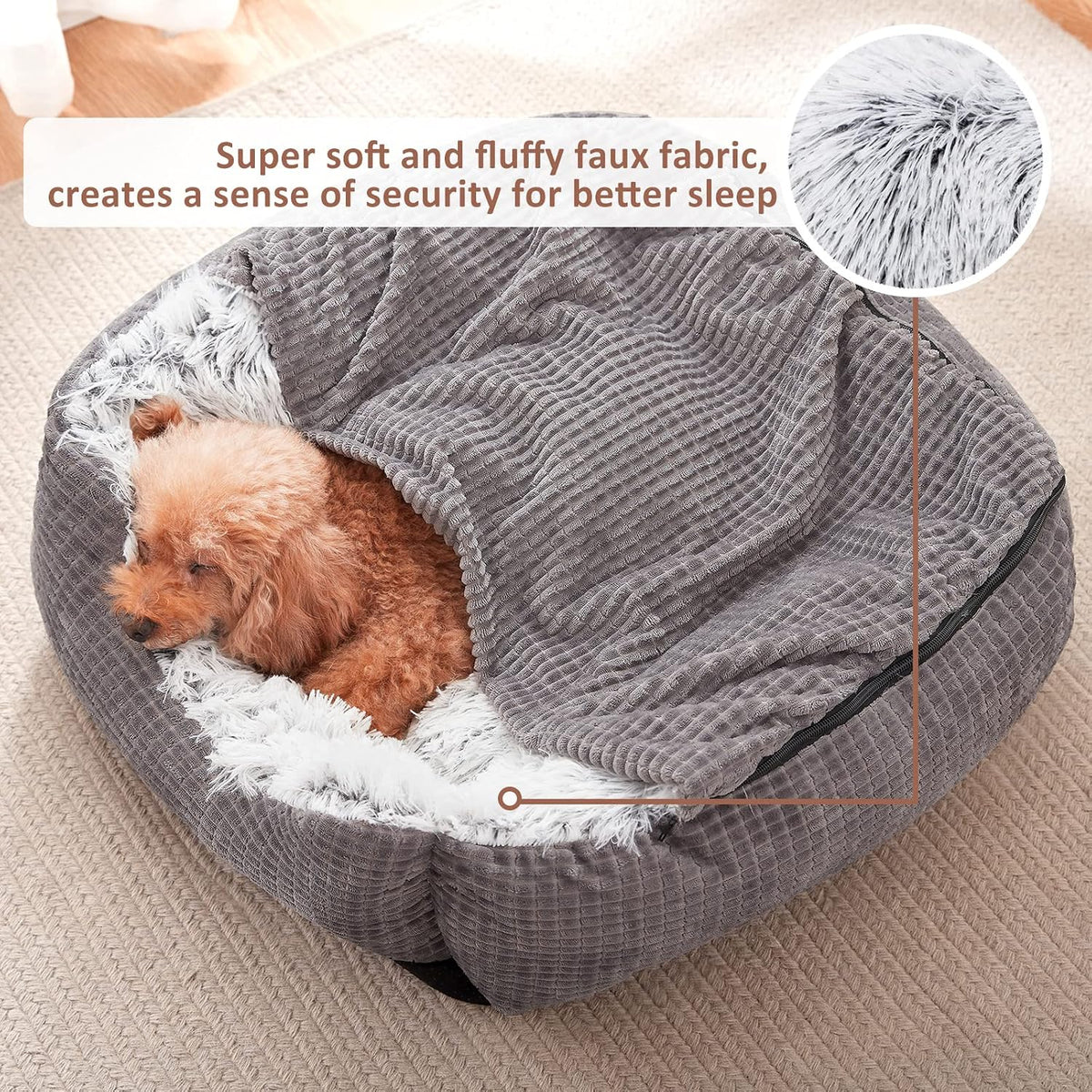 MIXJOY Dog Beds for Small Medium Dogs with Hooded Attached - 30.0"L x 24.0"W x 9.0"Th - image 4
