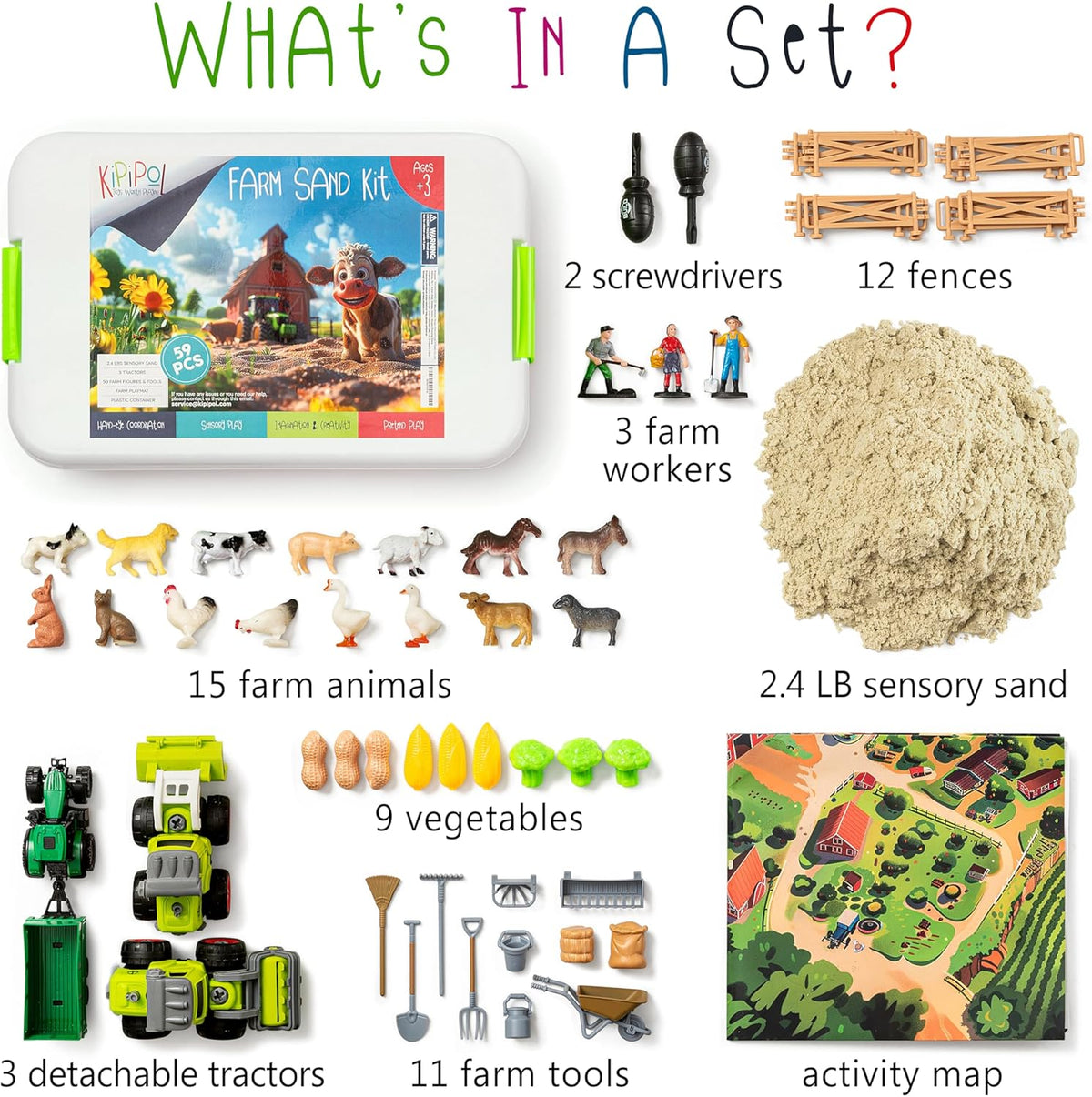 Kipipol Unicorn Sensory Bin for Toddlers 3-4 - Farm kinetic Sand Kit - image 2