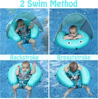 Mambobaby Float with Canopy, UPF 50+ Baby Swim Float – Fun for Kids & Family - Standard Green - image 2