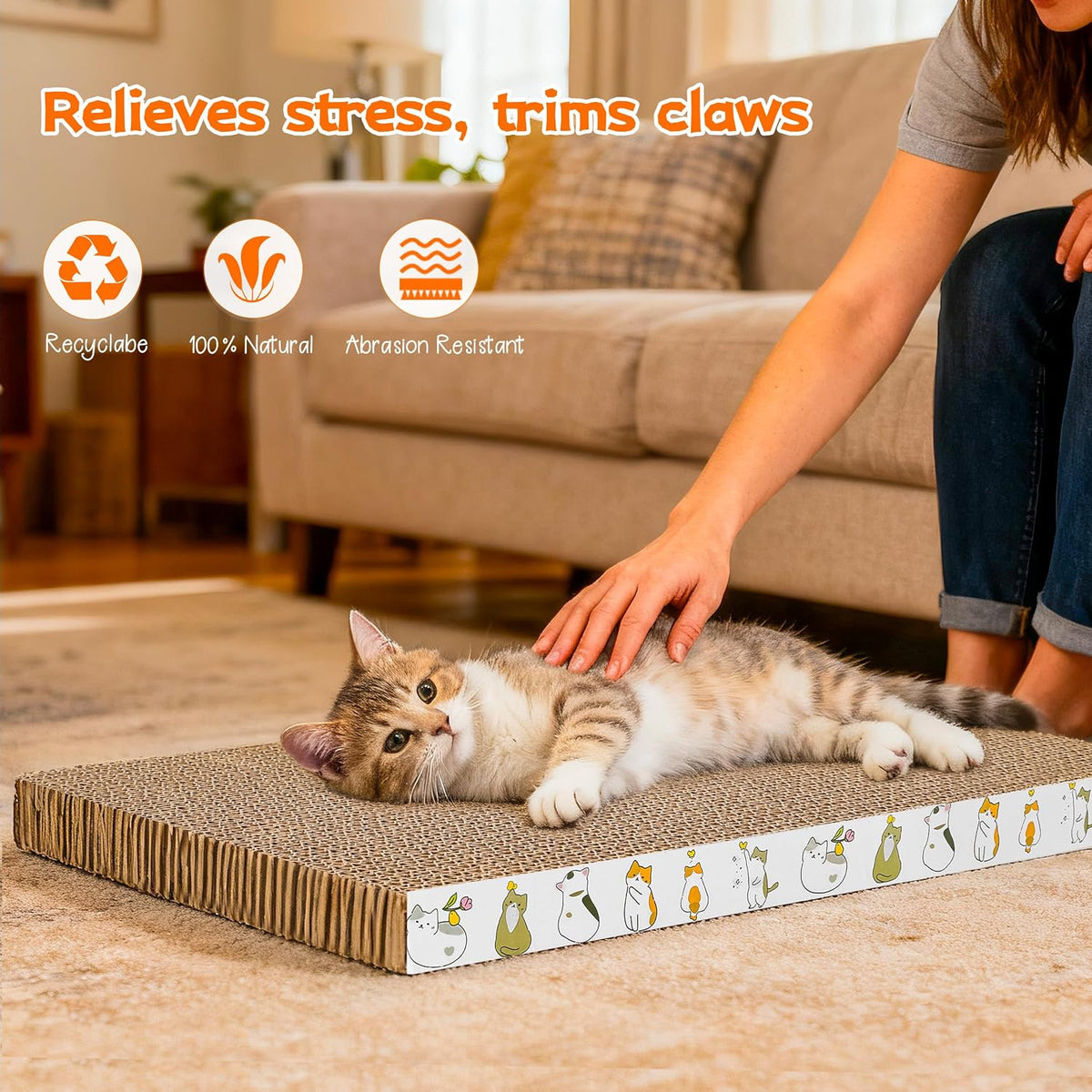 PatiencET Cat Scratch Pad with Box - Flat - 2 Pack - image 3