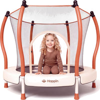 Happin 55’’ Trampoline for kids Safety Enclosure - Beige-Orange / Classic