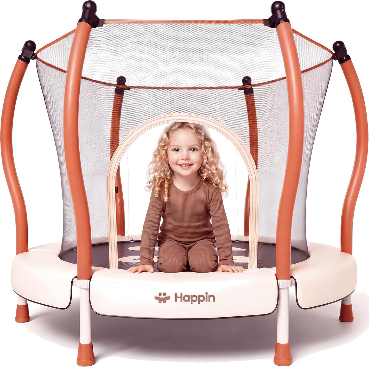 Happin 55’’ Trampoline for kids Safety Enclosure - Beige-Orange / Classic