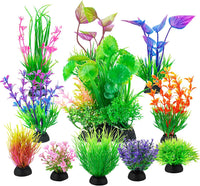 Ameliade 11 Pieces Aquarium Artificial Plastic Plants Fish Tank