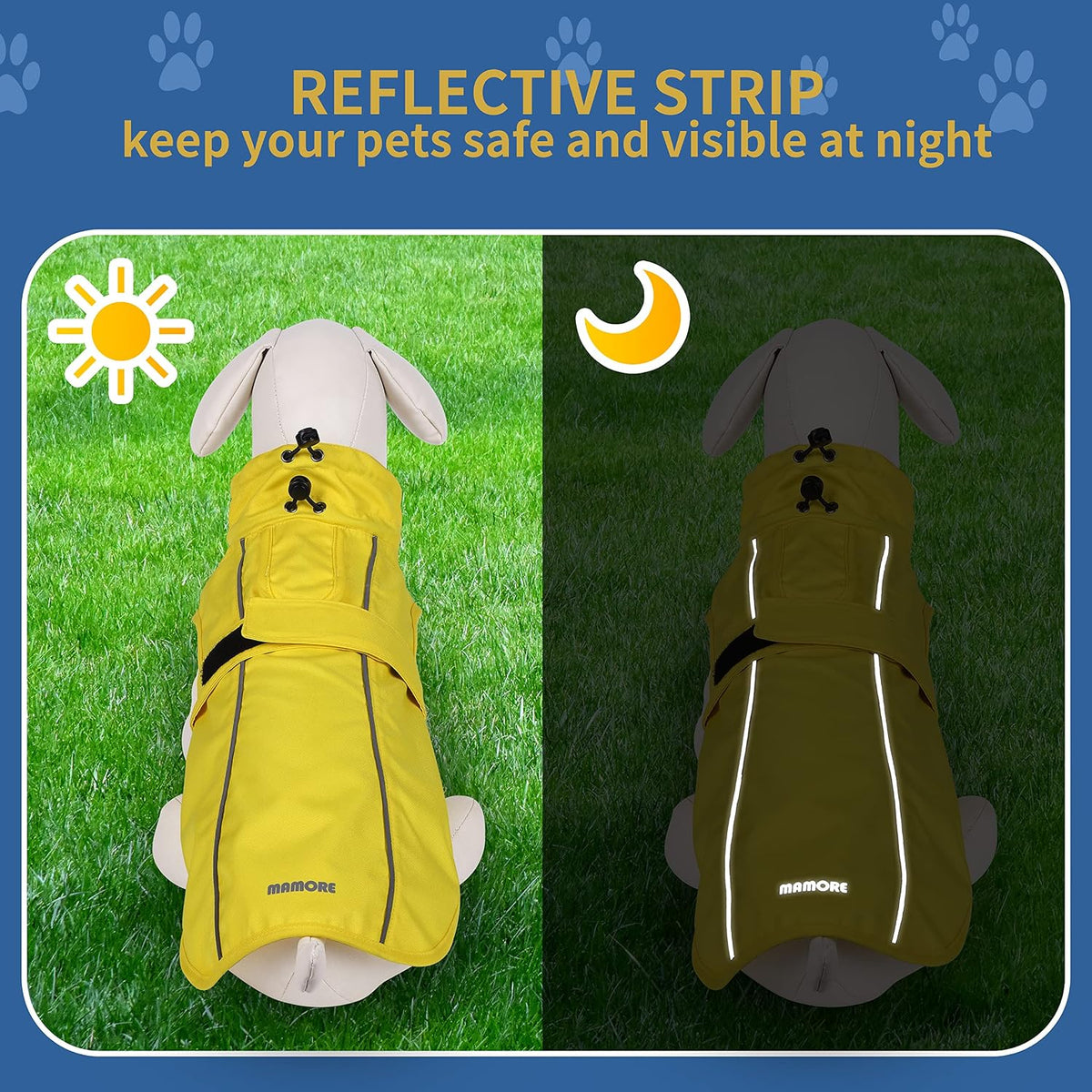 Waterproof Dog Raincoat with Reflective Strip - X-Small / Yellow - image 4
