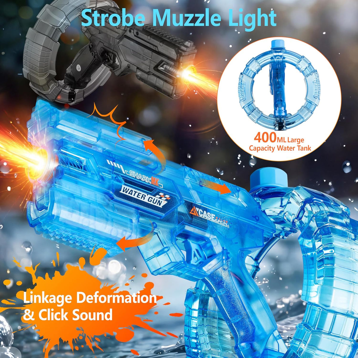 BESIBY electric water gun with transforming body, flashing lights and 400ML tank - view 17