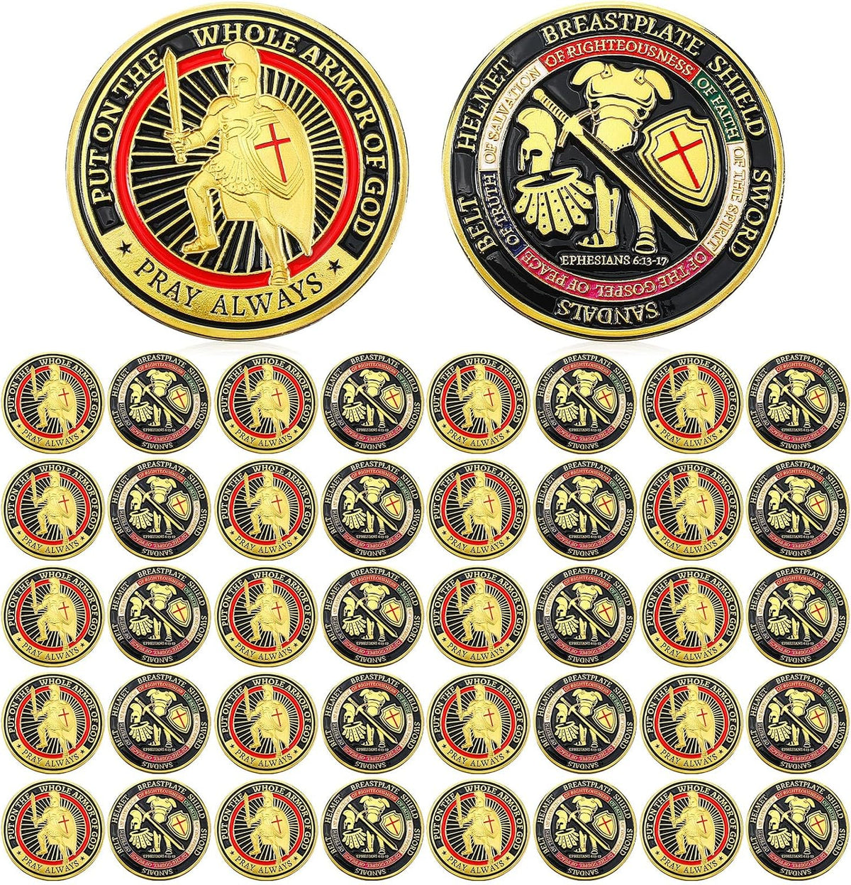 Nosiny 40 Christian challenge coins in gold zinc alloy with double sided print - view 6