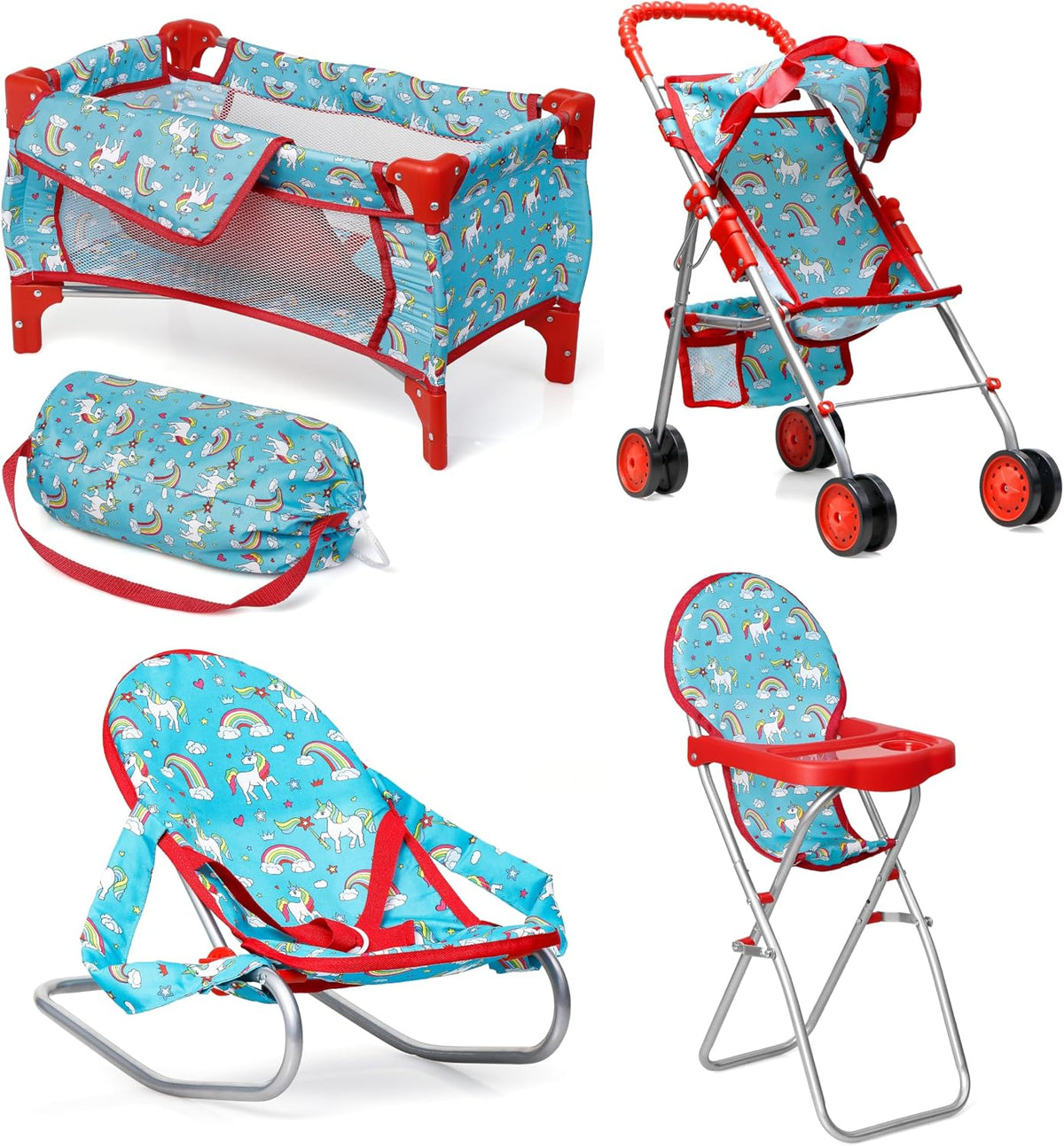 fash n kolor 4 Piece Doll Play Set, Includes - Rainbow